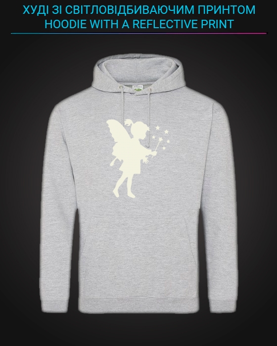 Hoodie with Reflective Print Little Fairy - M grey