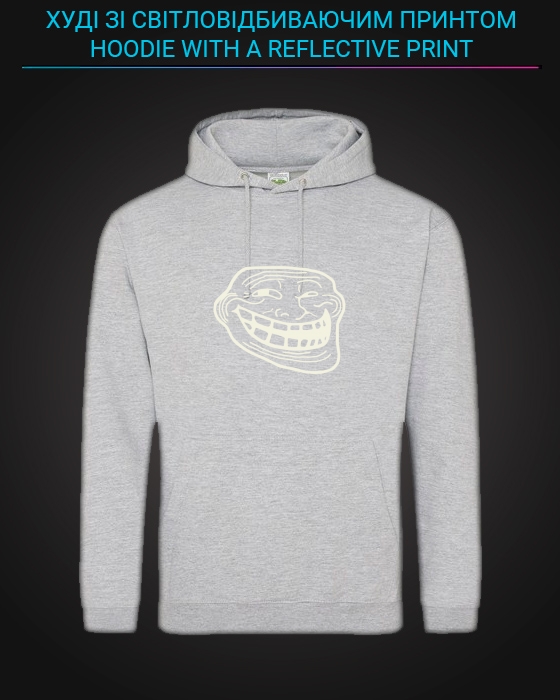 Hoodie with Reflective Print Trollface - M grey