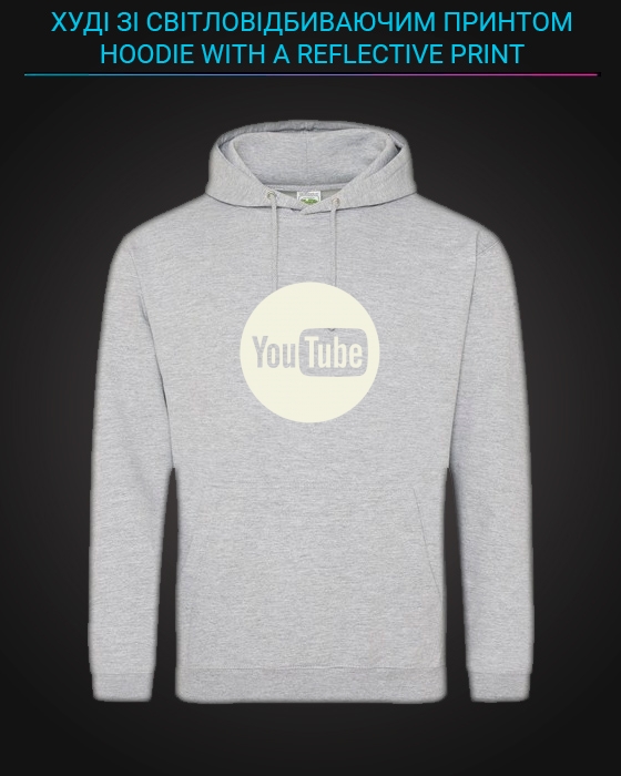 Hoodie with Reflective Print Youtube Logo - XS grey