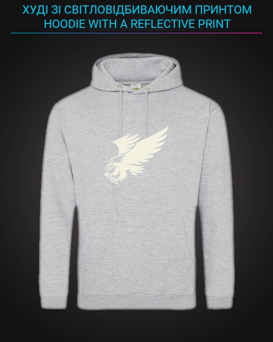 Hoodie with Reflective Print Cute Eagle - M grey