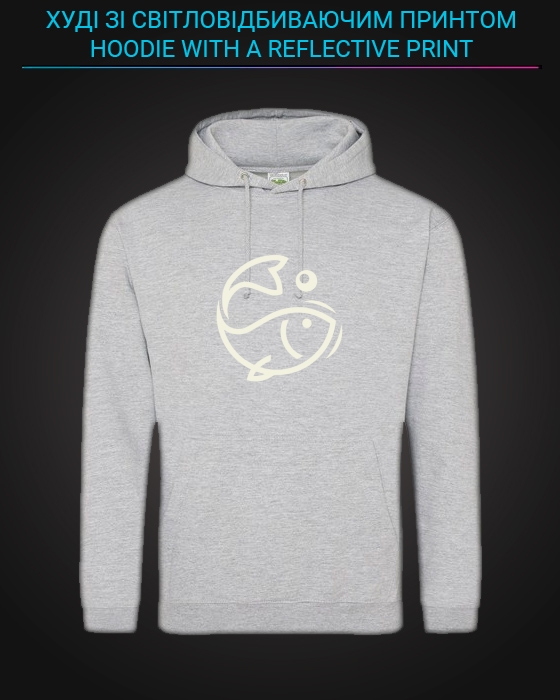 Hoodie with Reflective Print Great Fish - M grey