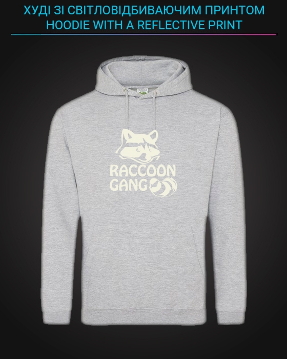 Hoodie with Reflective Print Raccoon Gang - M grey