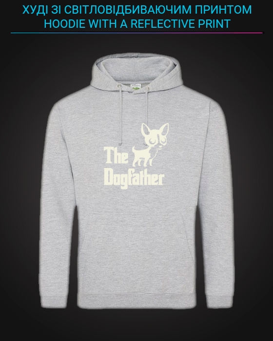 Hoodie with Reflective Print The Dogfather - M grey
