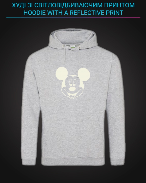 Hoodie with Reflective Print Mickey Mouse - M grey