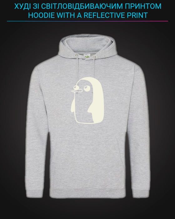 Hoodie with Reflective Print Cute Penguin - M grey