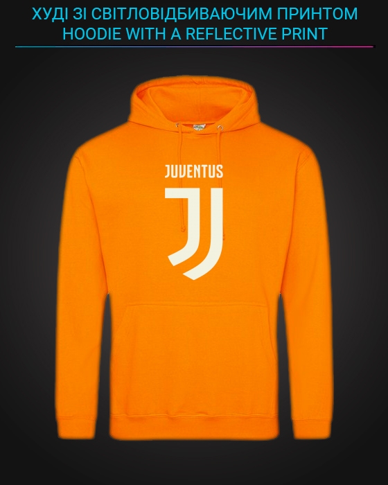 Hoodie with Reflective Print Juventus Logo - 2XL orange