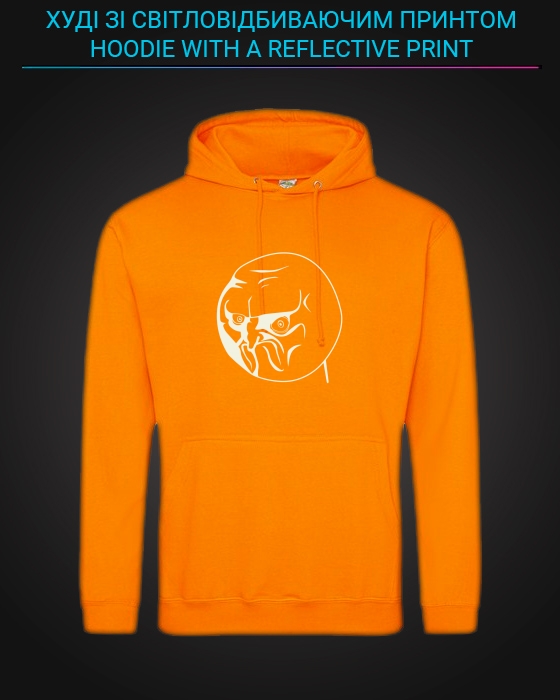 Hoodie with Reflective Print Angry Face - 2XL orange