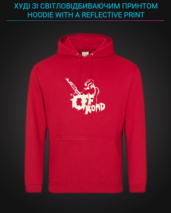 Hoodie with Reflective Print Off Road - XS red