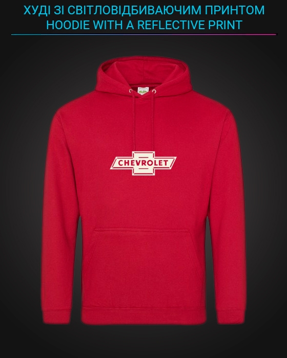 Hoodie with Reflective Print Chevrolet Logo 2 - XS red