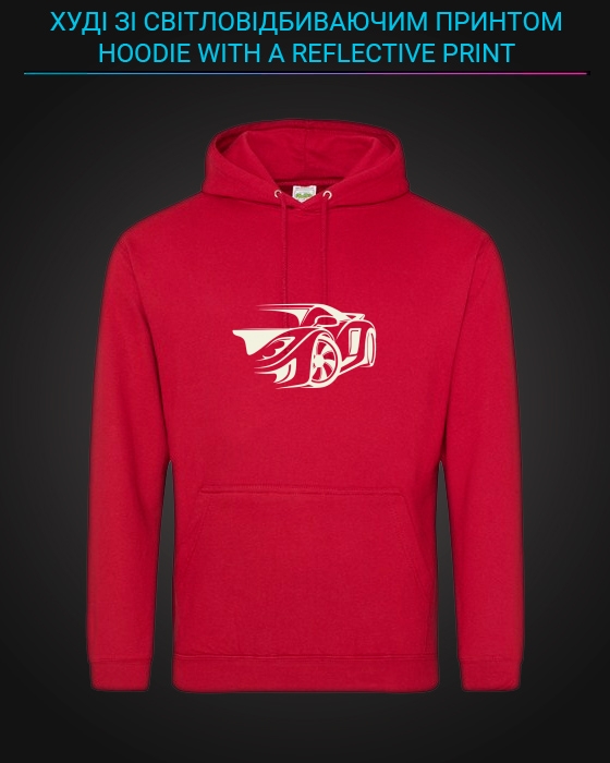 Hoodie with Reflective Print Cute Car Print - XS red
