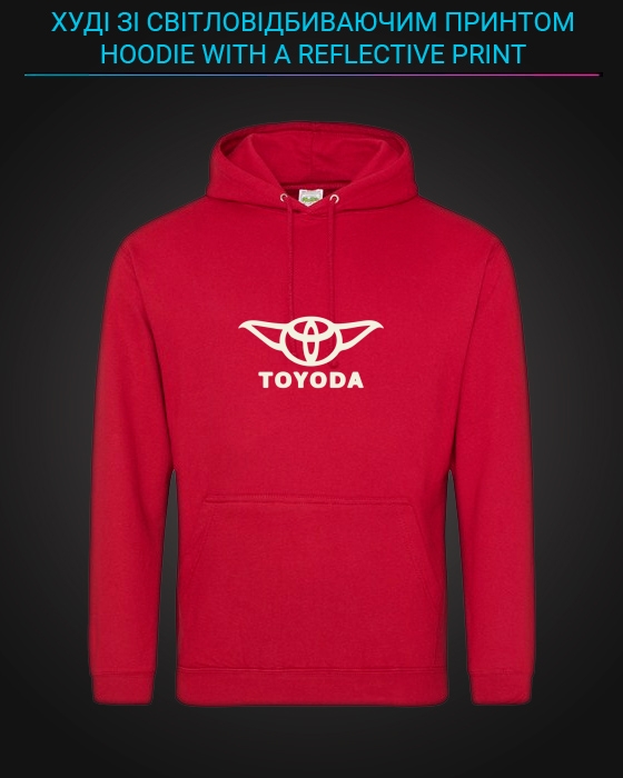 Hoodie with Reflective Print Toyoda - XS red