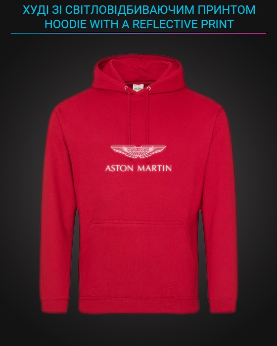 Hoodie with Reflective Print Aston Martin Logo - XS red