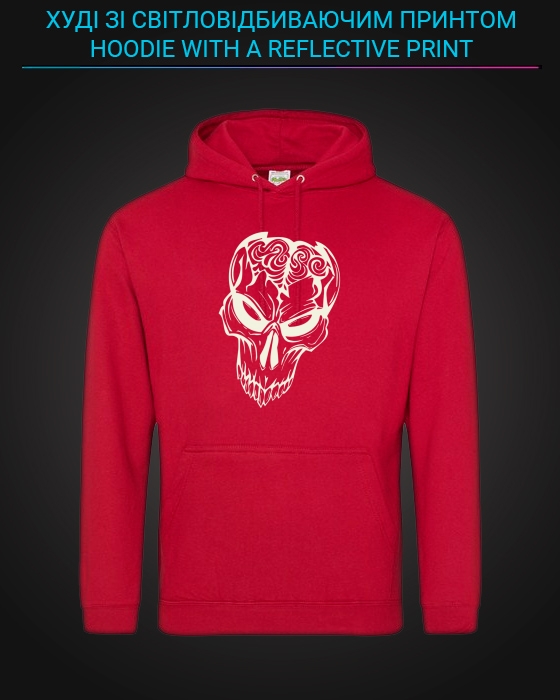 Hoodie with Reflective Print Zombie - M red