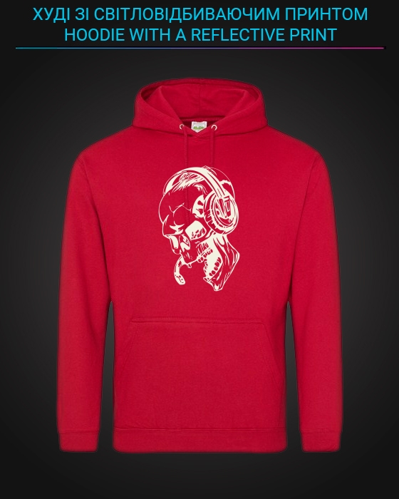Hoodie with Reflective Print Skull Music - XS red