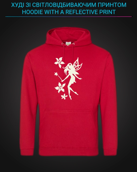 Hoodie with Reflective Print Fairy - XS red