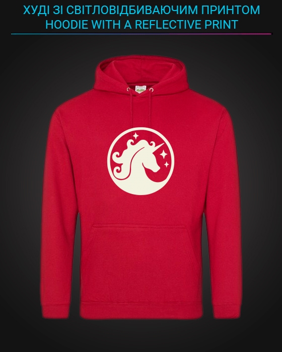 Hoodie with Reflective Print Unicorn - XS red