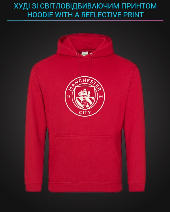 Hoodie with Reflective Print Manchester City - XS red