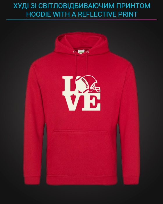 Hoodie with Reflective Print American football - XS red