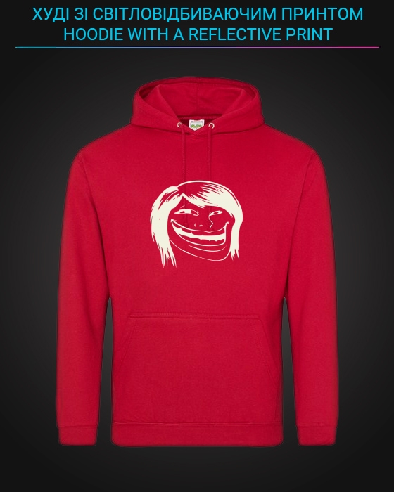 Hoodie with Reflective Print Troll Girl - XS red