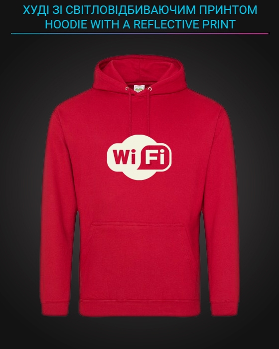 Hoodie with Reflective Print Wifi - XS red