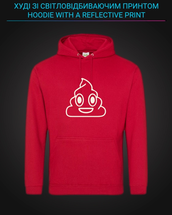 Hoodie with Reflective Print Pooo - XS red