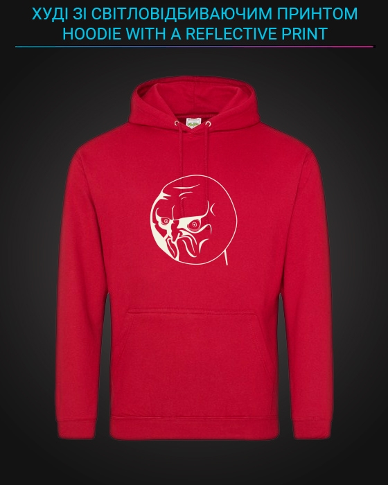 Hoodie with Reflective Print Angry Face - XS red