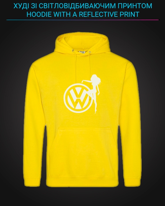 Hoodie with Reflective Print Volkswagen Logo Girl - XS yellow