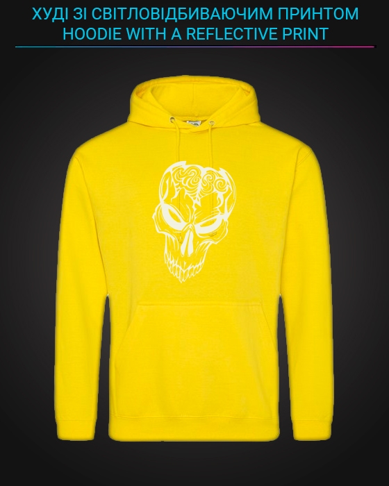 Hoodie with Reflective Print Zombie - XS yellow