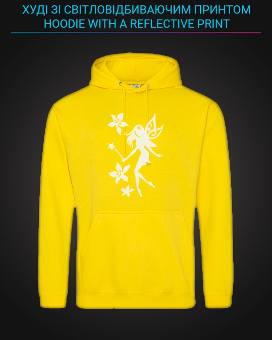 Hoodie with Reflective Print Fairy - XS yellow