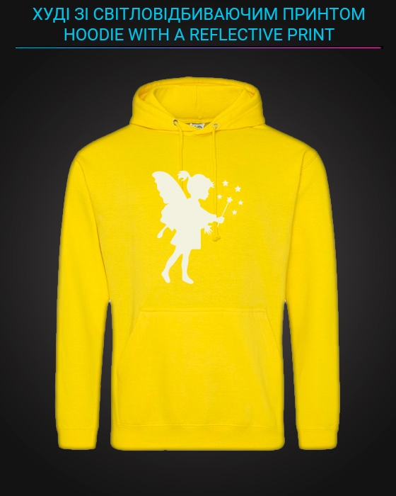 Hoodie with Reflective Print Little Fairy - XS yellow