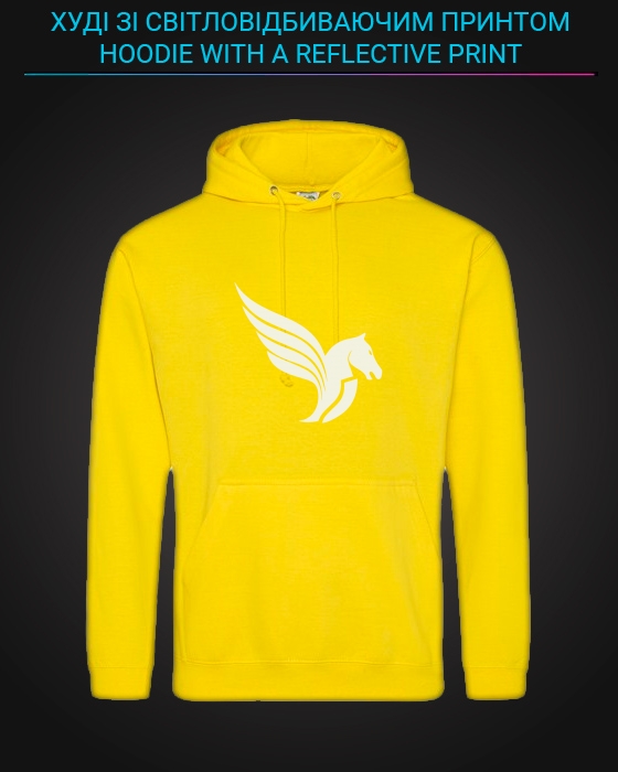 Hoodie with Reflective Print Pegas Wings - XS yellow