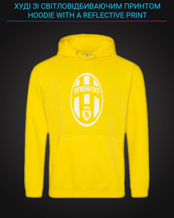Hoodie with Reflective Print Juventus - 2XL yellow