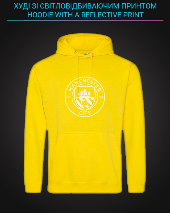 Hoodie with Reflective Print Manchester City - 2XL yellow