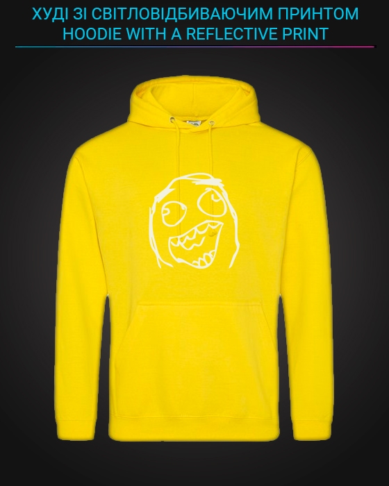 Hoodie with Reflective Print Meme Face - XS yellow