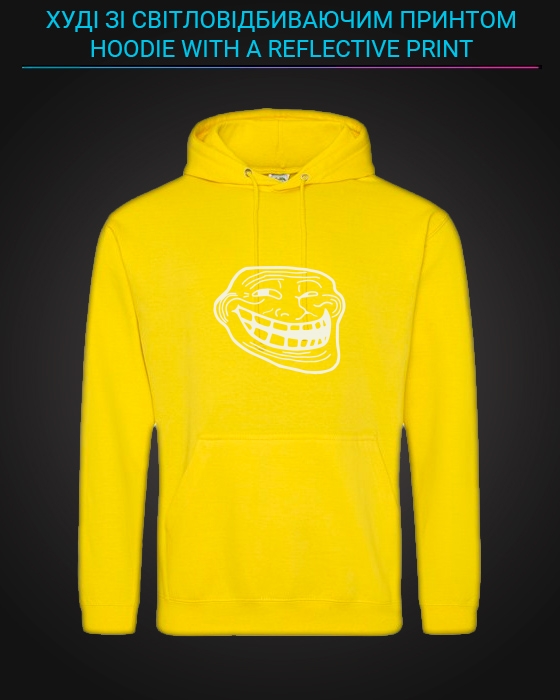 Hoodie with Reflective Print Trollface - 2XL yellow