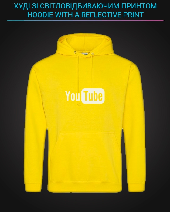 Hoodie with Reflective Print Youtube - 2XL yellow