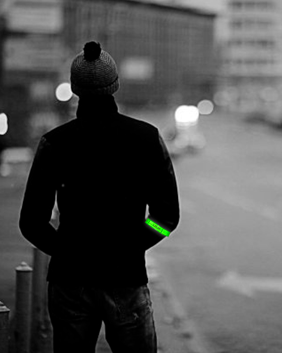 Светоотражающие браслеты с бархатной подкладкой 3x34cm без печати Зеленый photo