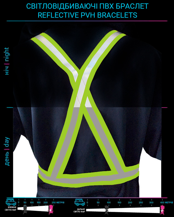 Reflective signal belt-vest-suspender green width 4cm - фото 2