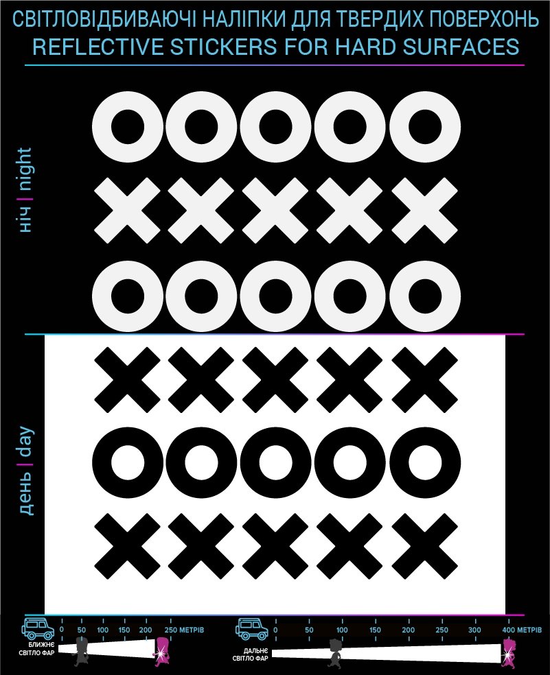 XO stickers reflective, black, hard surface photo