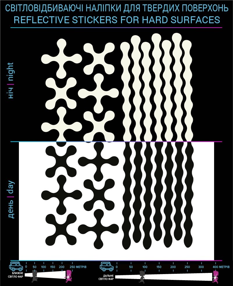 Chain reflective stickers, black, hard surface photo