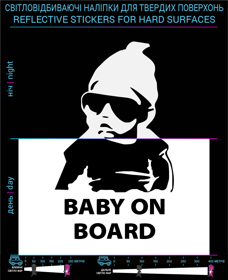 Наклейки Baby on Board (англ. Мова), чорні, для твердих поверхонь фото