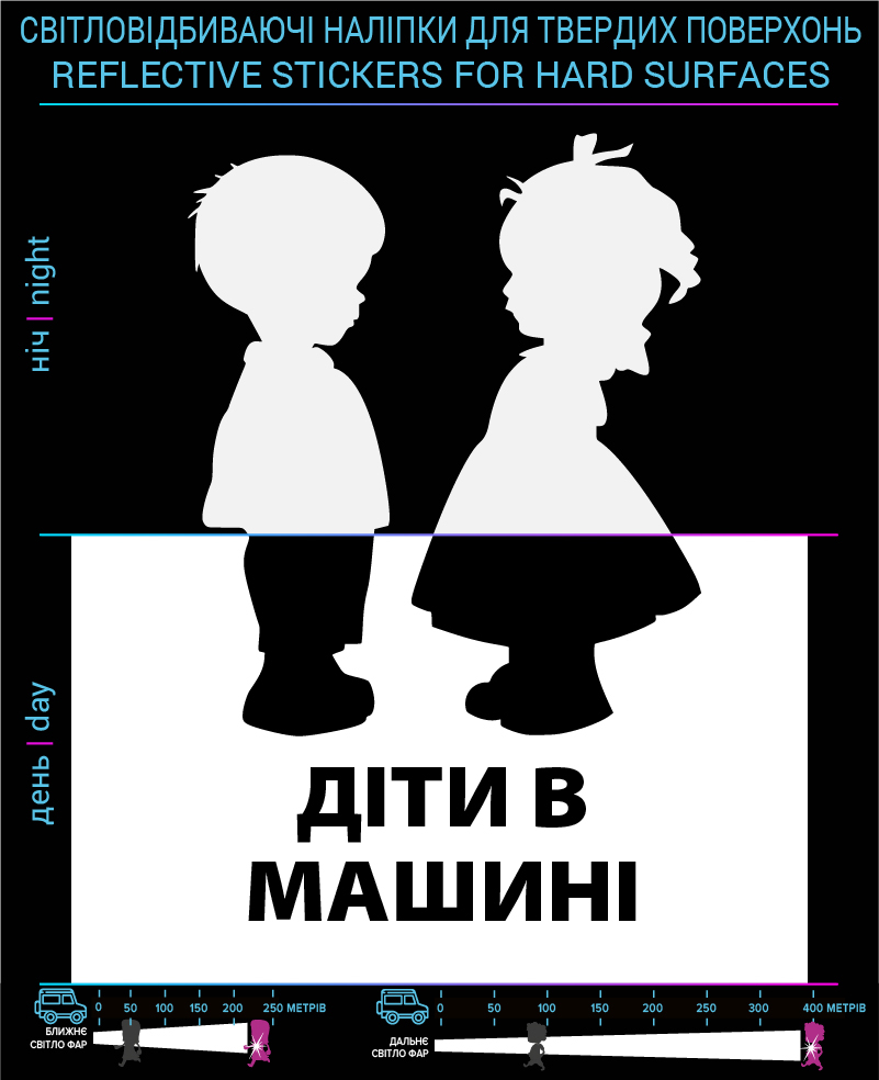 Stickers children in the car (Ukrainian embodiment) black, hard surface photo