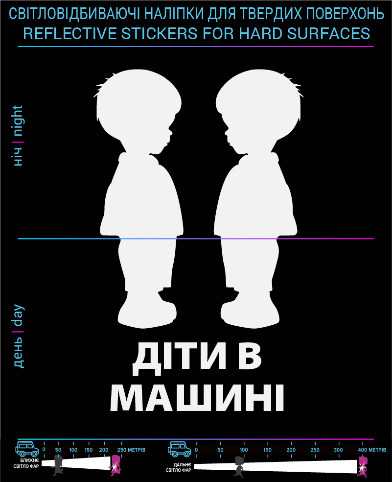 Наклейки Дети в машине (Укр. язык) , черные, для твердых поверхностей - фото 2