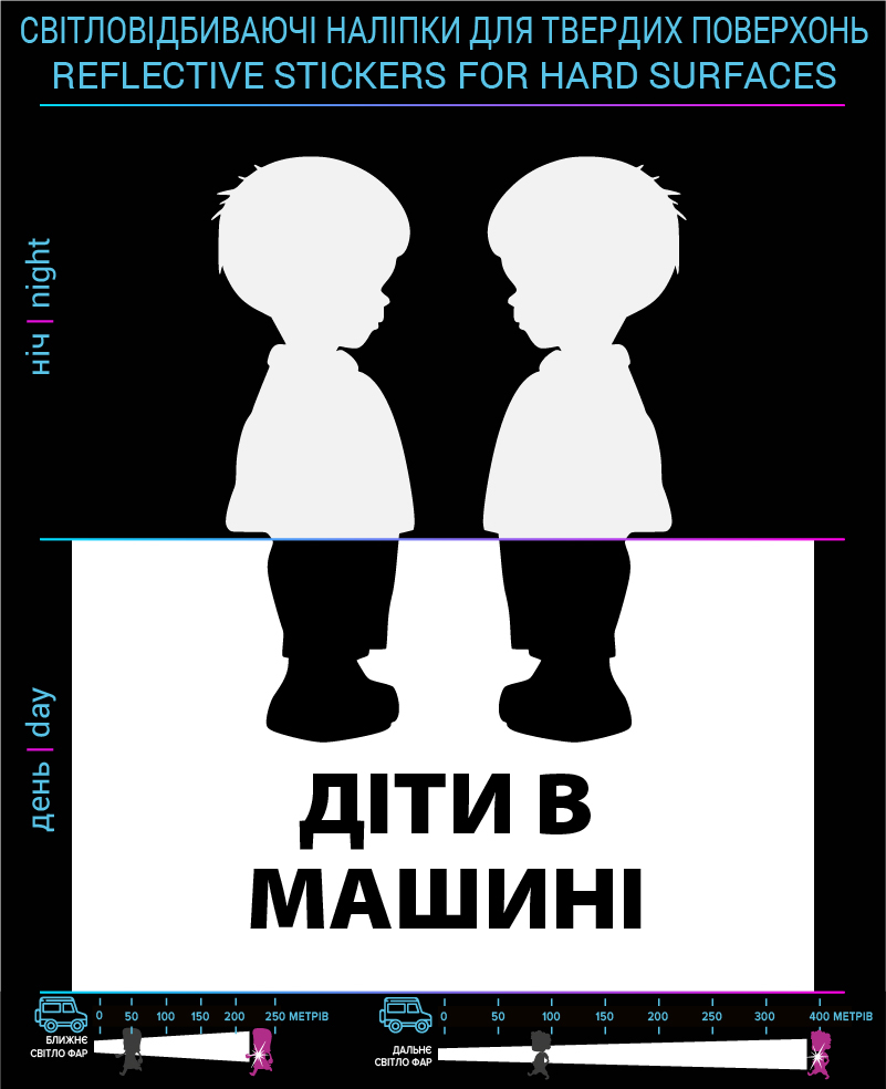 Наклейки Дети в машине (Укр. язык) , черные, для твердых поверхностей