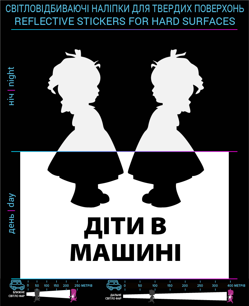 Наклейки Дети в машине2 (Укр. язык) , черные, для твердых поверхностей фото