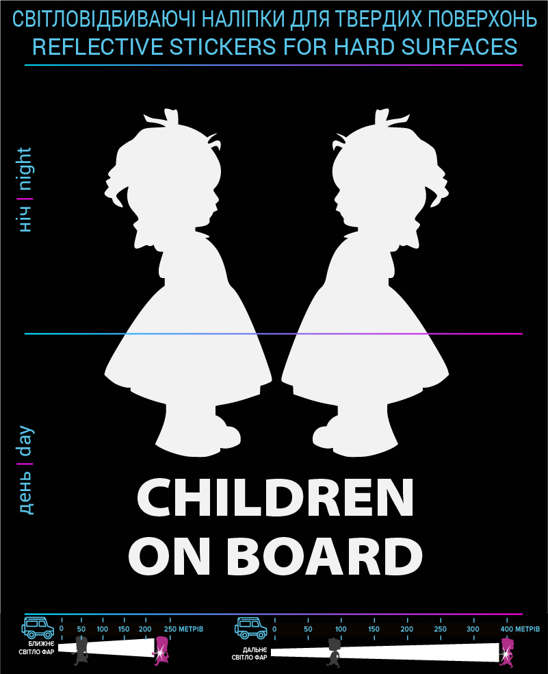 Наклейки Children on board3, чорні, для твердих поверхонь - фото 2