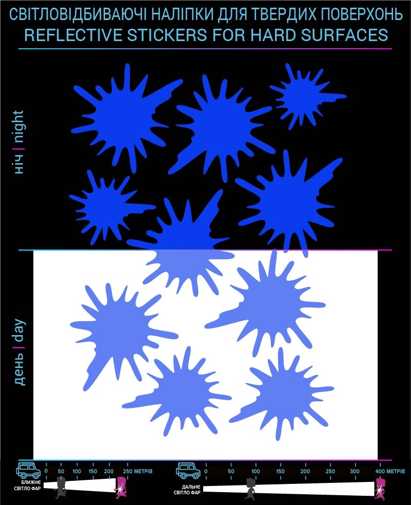 Blots reflective stickers, blue, for solid surfaces photo