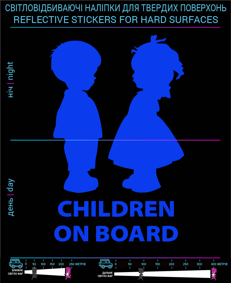 Наклейки Children on board, сині, для твердих поверхонь - фото 2