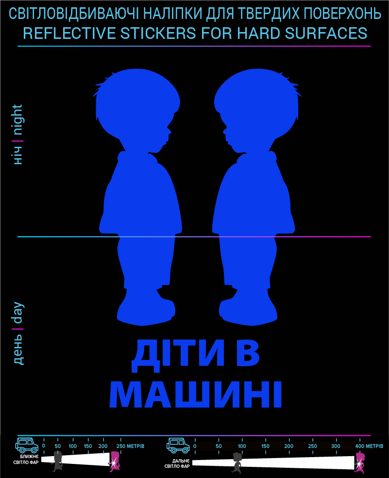 Наклейки Дети в машине (Укр. язык) , синие, для твердых поверхностей - фото 2