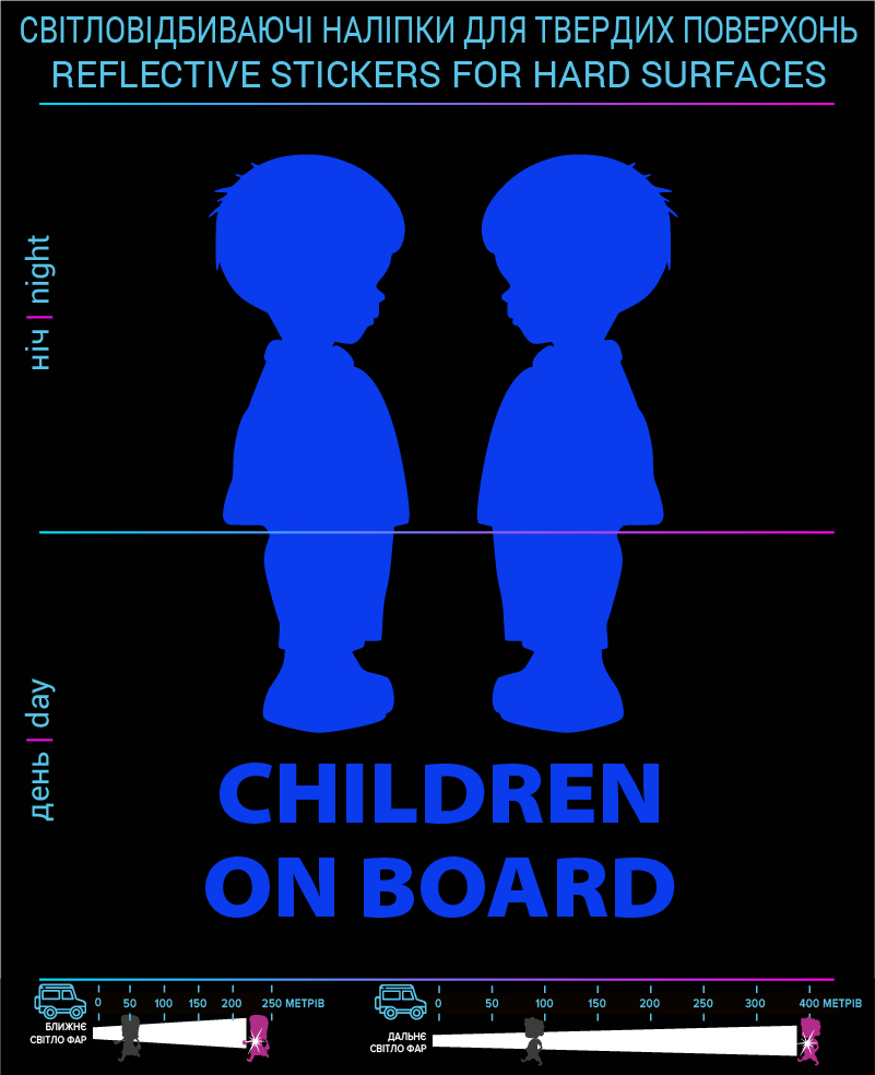 Наклейки Children on board2, сині, для твердих поверхонь - фото 2
